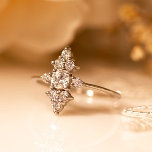 Diamond Engagement ring, Unique Diamond Cluster ring