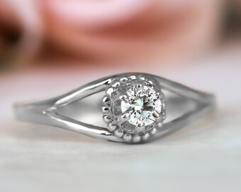 Vintage Diamond Ring, Diamond Engagement Ring, Unique Engagement Ring, Victorian Style Ring, Antique Style Ring, Solitaire Ring
