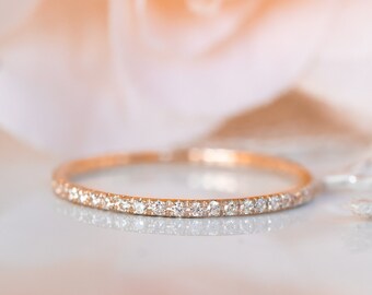 Anello dell'eternità in oro rosa, anello dell'eternità con diamanti, anello dell'eternità in oro, fede nuziale dell'eternità, anello nuziale con diamanti, anello dell'eternità con diamanti 14K