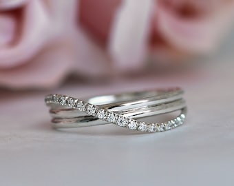 Infinity Engagement Ring, Delicate Diamond Ring, Diamond Infinity Ring, White Gold Diamond Ring, Unique Diamond Ring, Infinity Wedding Ring