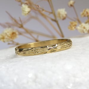 Art Deco Wedding Band, Antique Dainty Vintage Style Wedding Ring, Gold Wedding Band, Geometric Ring, Women Wedding Band, Unique Wedding Ring