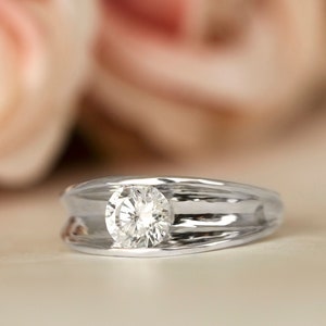 Diamond Engagement Ring, 14k Gold Diamond Ring, Statement Ring, Unique Engagement Ring, Diamond Solitaire Ring, Bridal Alternative Ring
