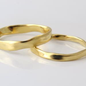 Wedding Ring Set, Gold Wedding Band Set, 18k Gold Ring, His and Hers Wedding Rings, Unique Gold Rings for Couples, Matching Gold Band,Yellow