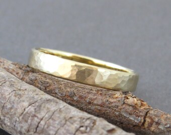 Hammered Gold Ring, 14k Men's Wedding Band, Gold Wedding Band Men, Hammered Wedding Band Men, Gold Men Ring 18k Gold, Men's Wedding Ring