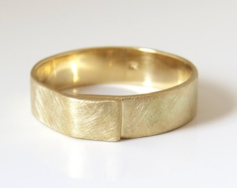 Anillo de bodas para hombre, anillo de bodas de oro para hombre, anillo de oro para hombre, anillo de bodas único, anillo de bodas de oro cepillado, anillo de bodas de oro de 14 k