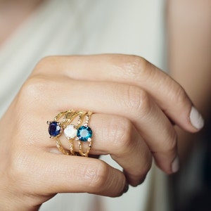 Topaz Engagement Ring, London Blue Topaz Ring, Twig Engagement Ring, Unique Engagement Ring, 14k Gold Ring, Blue Topaz Gold Ring