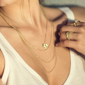 Layered Gold Necklace for Women Three layer Ball Chain in 14K Gold