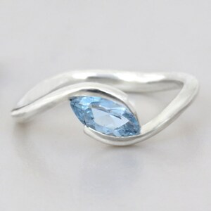Sky Blue Topaz Engagement Ring, 14K White Gold Ring, Marquise Engagement Ring, Solitaire Ring, Alternative Engagement Ring, Blue Gemstone