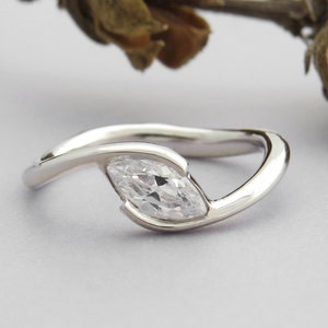 Marquise Engagement Ring, Unique Wedding Ring, Gold Engagement Ring, Topaz Wedding Ring, Solitaire Ring, Topaz Jewelry,Solitaire Topaz Ring