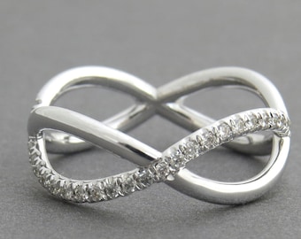 Diamond Wedding Ring, Infinity Wedding Ring, Unique Engagement Ring, Infinity Diamond Ring, 14K Gold Ring, Pave Ring, Gold Wedding Jewelry