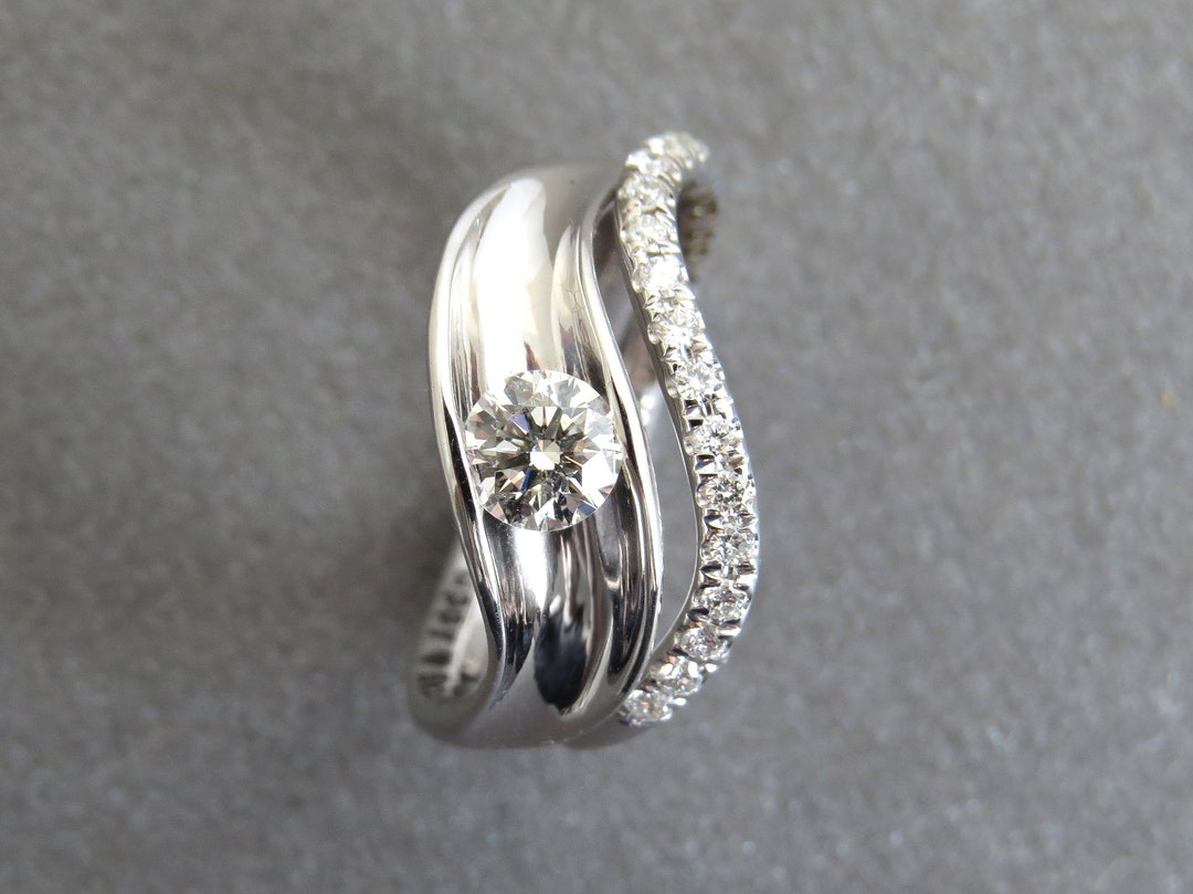 Unique Bridal Set Matching Engagement Ring and Halo Wedding - Etsy