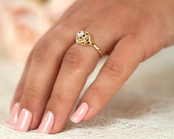 Buy Unique Diamond Engagement Ring, Vintage Style Engagement Ring