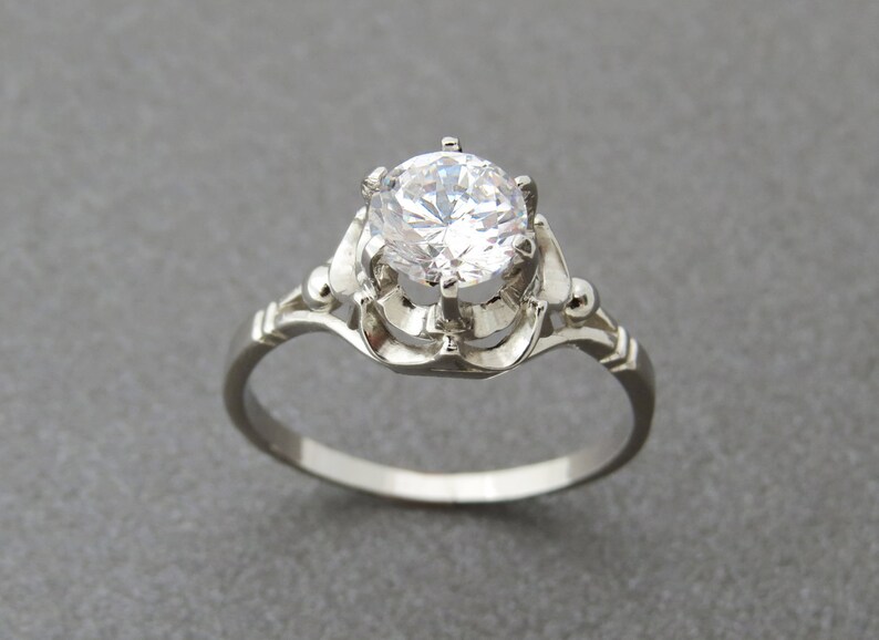 White Topaz Engagement Ring 14k Gold White Topaz Ring Etsy