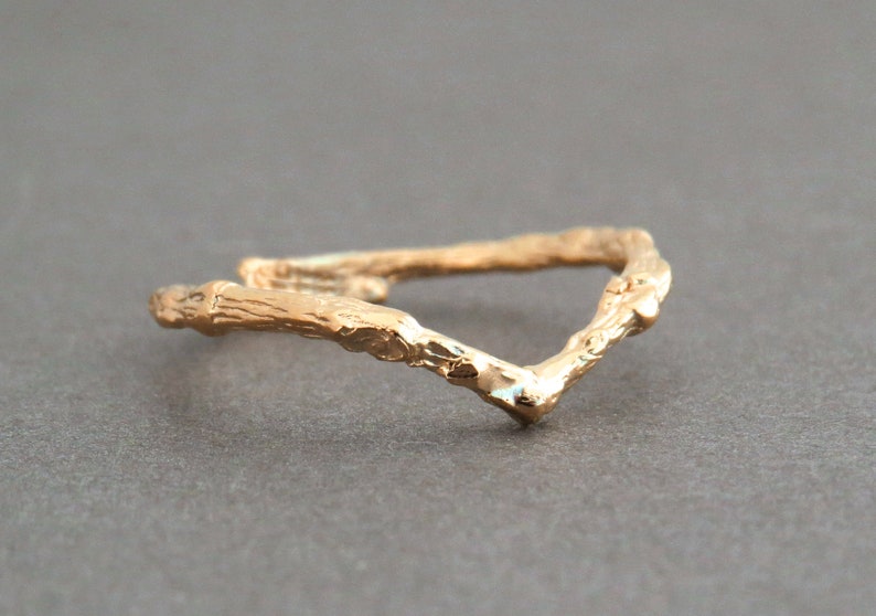V Gold Ring 14k White Gold Ring,Twig Ring Thin Gold Wedding Ring Chevron Ring 14k jewelry Gold Stacking Ring Branch Ring Natural Ring