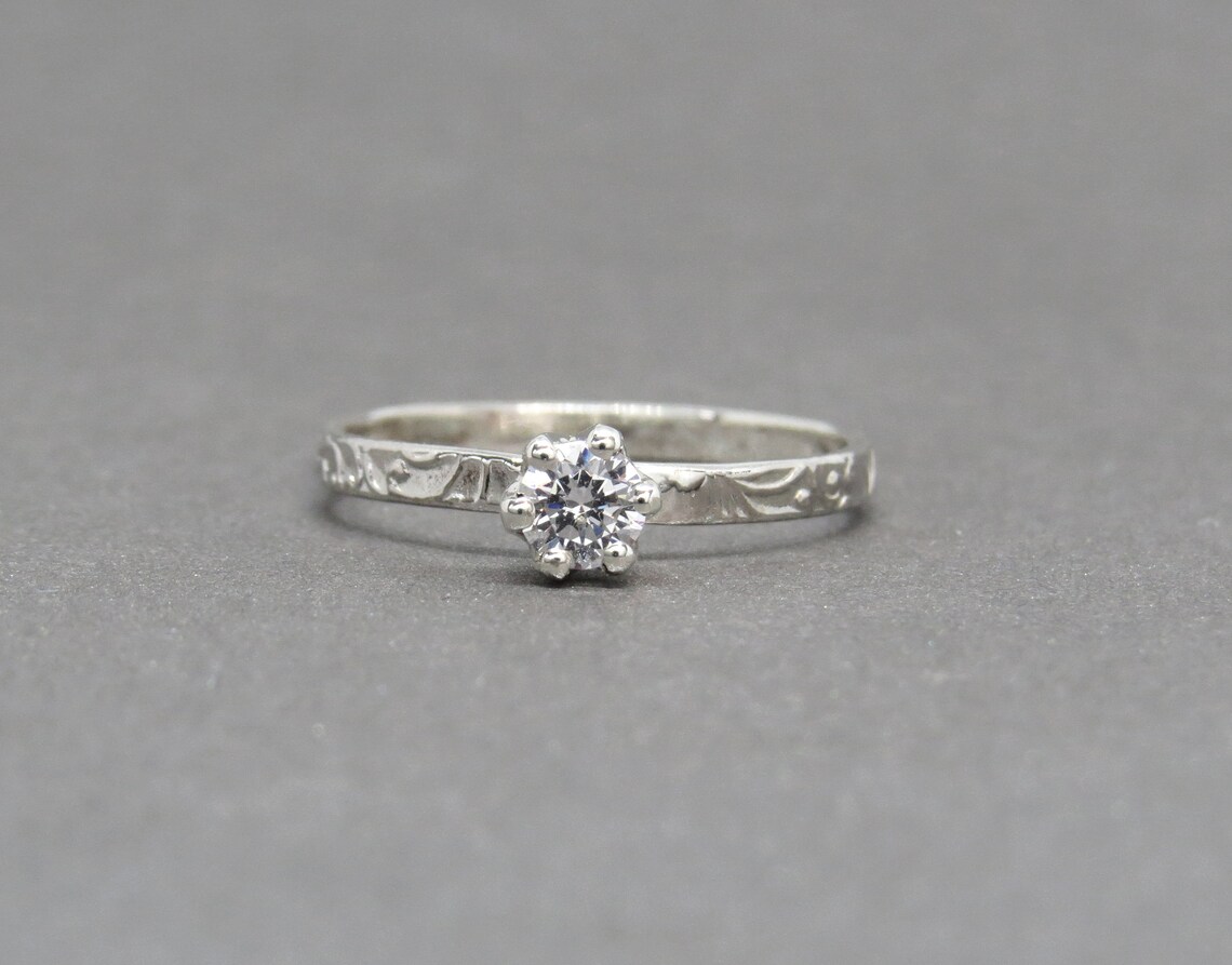 18K White Gold Ring Set Engagement Ring Set Gold Bridal Etsy