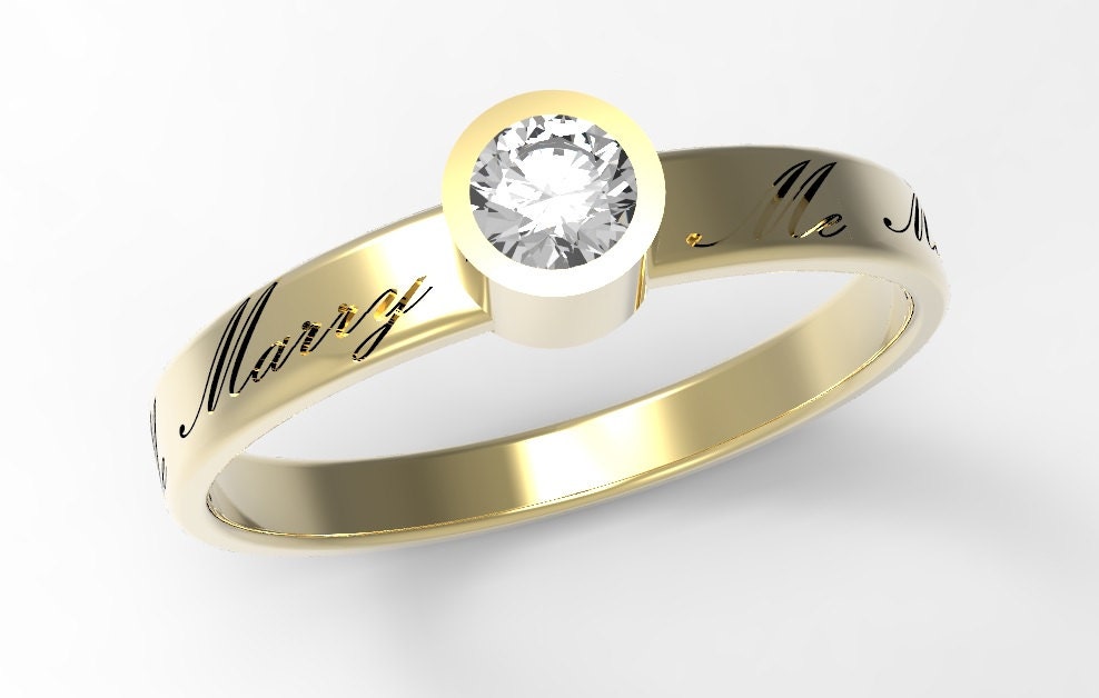 Unique Engagement Ring Personalized Marry Me Engagement Ring Etsy