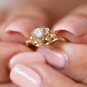 Victorian Engagement Ring, Vintage Engagement Ring, Diamond Engagement Ring, Antique Diamond Ring, Diamond Solitaire, Gold Diamond Ring