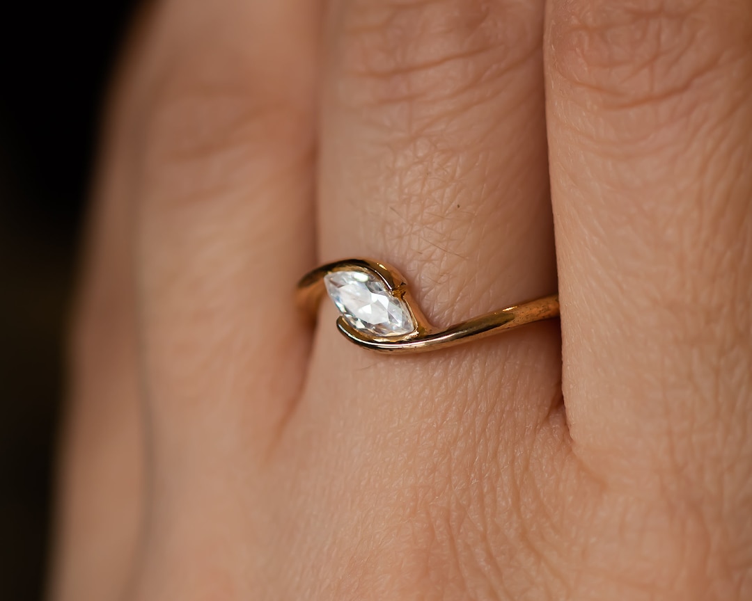 Anillo de compromiso marquesa, anillo de bodas único, anillo de
