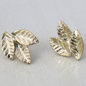 Leaf Stud Earrings, 14k Gold Earrings, Leaf Earrings, Nature Earrings, Natural Earrings, Stud Earrings, Gold Earrings, Solid Gold Earrings