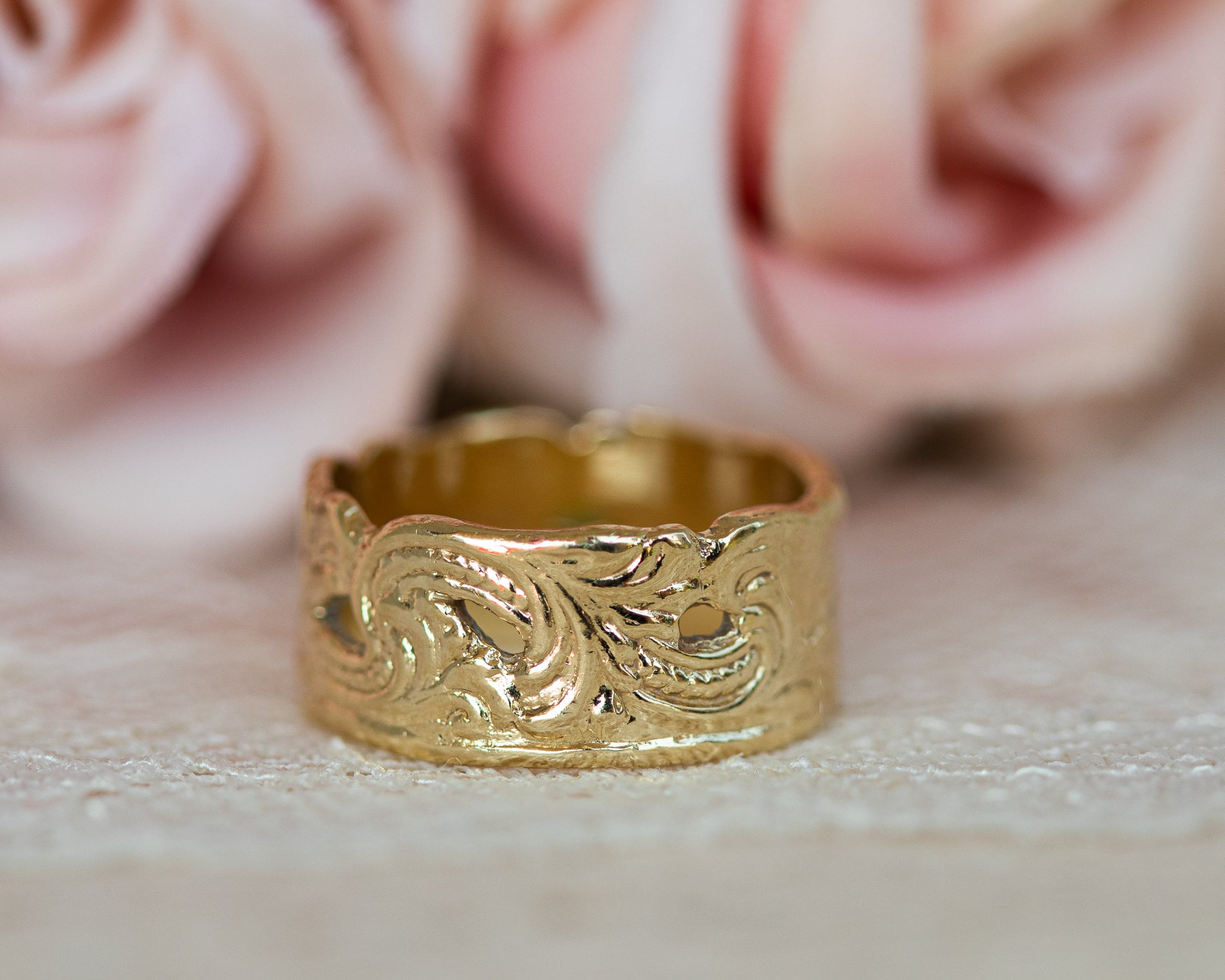 Unique Gold Wedding Band Floral Wedding Band Women's | Etsy Unique Gold Wedding Band Floral Wedding Band Women's | Etsy