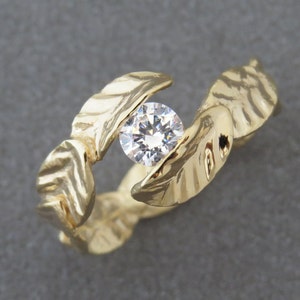 Leaf Engagement Ring, Nature Inspired Engagement Ring, Leaf Diamond Ring in 14k Gold, Solitaire Ring, Unique Diamond Ring, Leaves Gold Ring. image 10