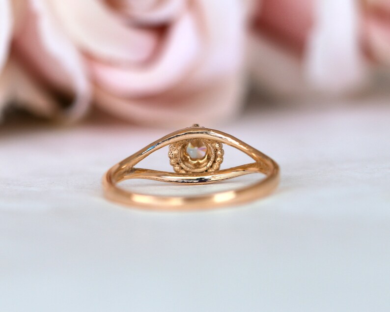 Rose Gold Diamant Ring, Vintage Verlobungsring, Antik Stil Ring, Rose Gold Verlobungsring, Einzigartiger Verlobungsring, Split Shank Ring Bild 6