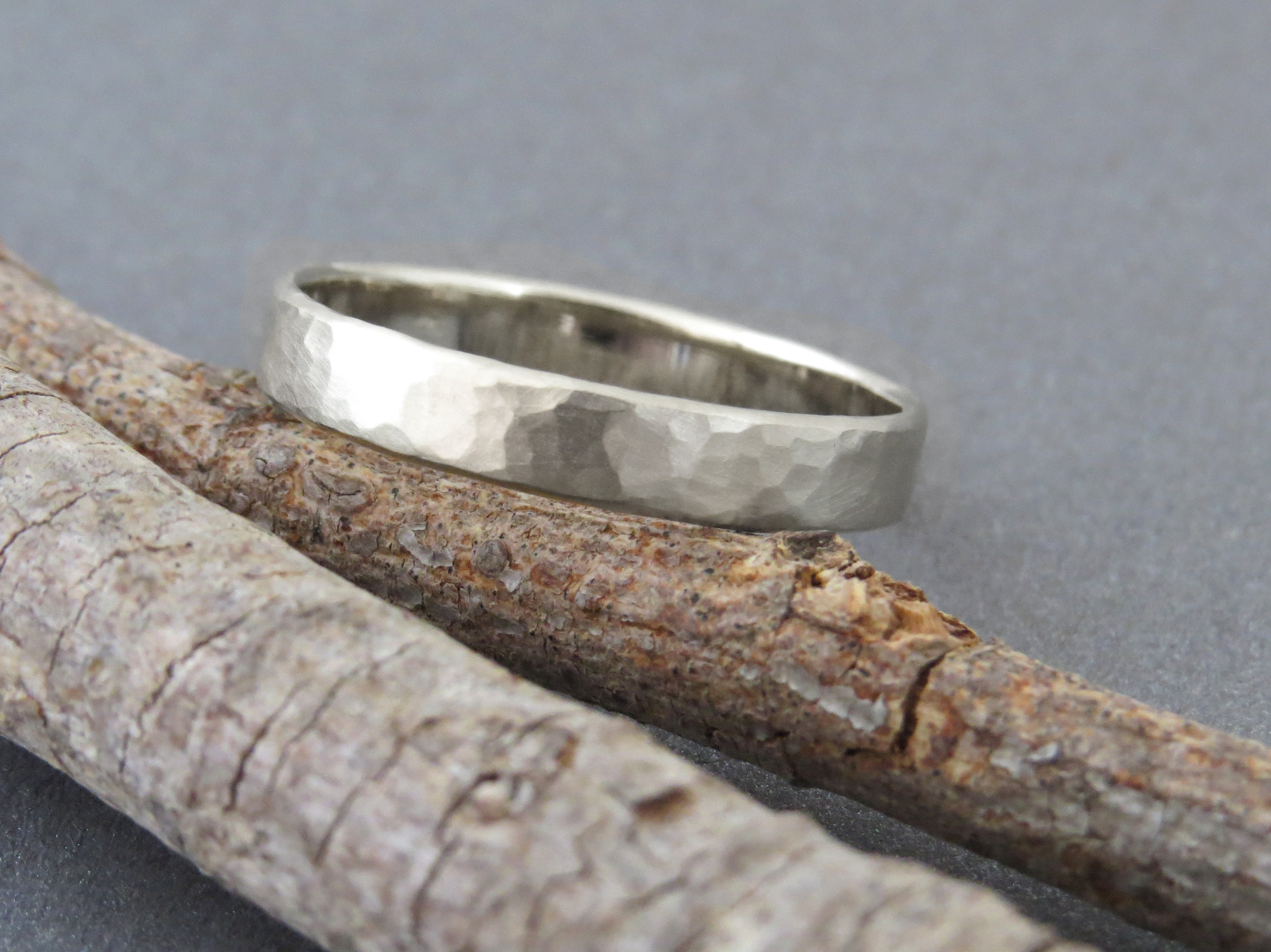 Hammered Wedding Band Men Hammered Gold Ring White Gold | Etsy