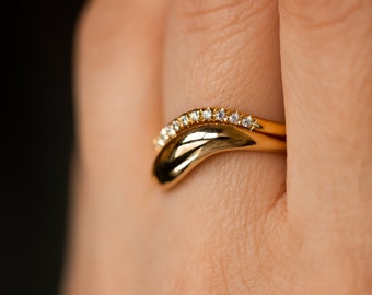 Wedding Ring Set, Bridal Rings, Diamond Engagement Ring Set, 14k gold Diamond Women Wedding Ring