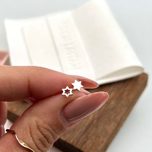 Magen David Stud Earrings, 14K Gold Star of David Earrings, Tiny Star Earrings