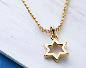 Magen David Pendant Necklace, 14K Gold Star of David Necklace, Jewish Star Of David, Magen David Jewelry