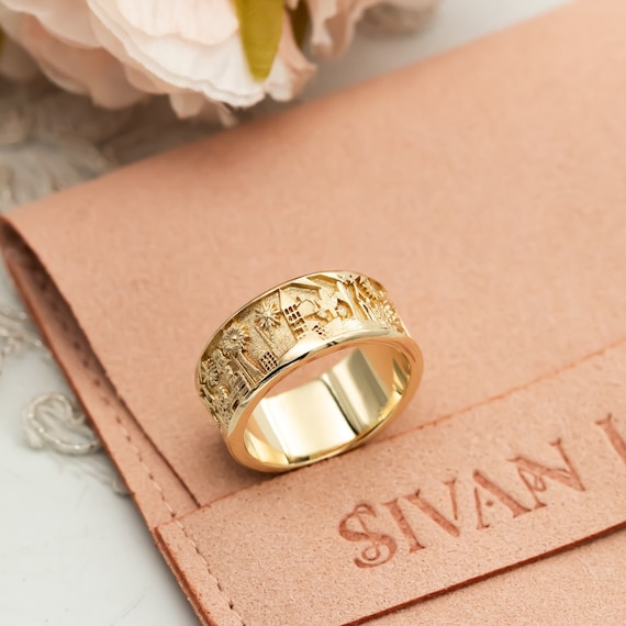 24金ゴールドリング 彫刻デザイン 彫刻入りゴールドリング