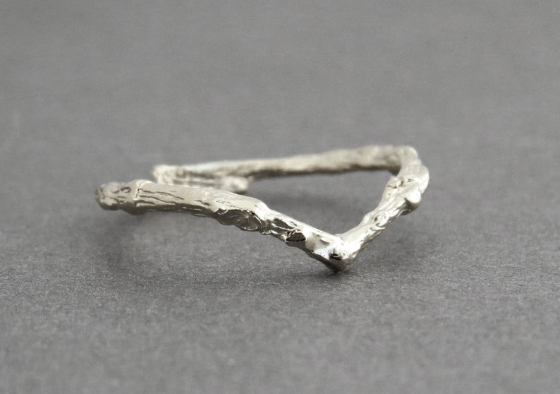 V Gold Ring 14k White Gold Ring,Twig Ring Thin Gold Wedding Ring Chevron Ring 14k jewelry Gold Stacking Ring Branch Ring Natural Ring