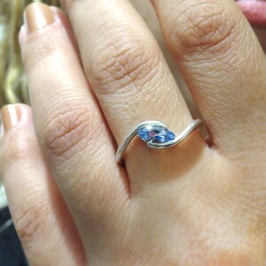 Sky Blue Engagement Ring, Marquise Gold Ring, Topaz Engagement Ring, 14K White Gold Ring, Solitaire Ring, Alternative Ring, Gemstone Ring