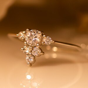 Cluster Diamond Engagement ring, Unique Diamond Ring, Diamond Cluster Ring, Cluster ring, Cluster engagement ring, 14K 18K Gold Diamond Ring