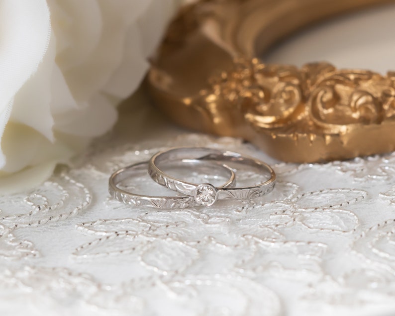 Floral Wedding Ring Floral Stacking Ring Delicate Ring Thin Etsy