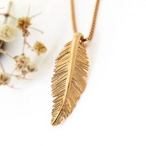 Feather Pendant Necklace, Gold Feather Pendant, Gold Feather, Gold Leaf Pendant, Wedding Necklace, Gold Pendant Necklace, Graduation Gift