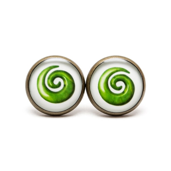 Maori Koru Stud Earrings Koru Spiral New Life Earrings Koru Jewelry Green Koru Symbol