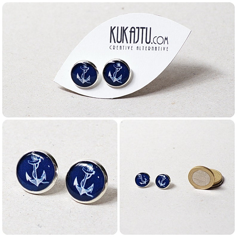 Anchor Studs Earrings Nautical Jewelry Dainty Earrings Sea Etsy