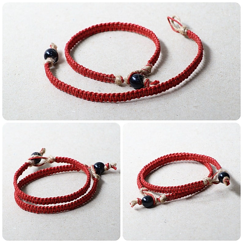 Mens Red Kabbalah Macrame Bracelet Unisex Jewelry Hemp Etsy
