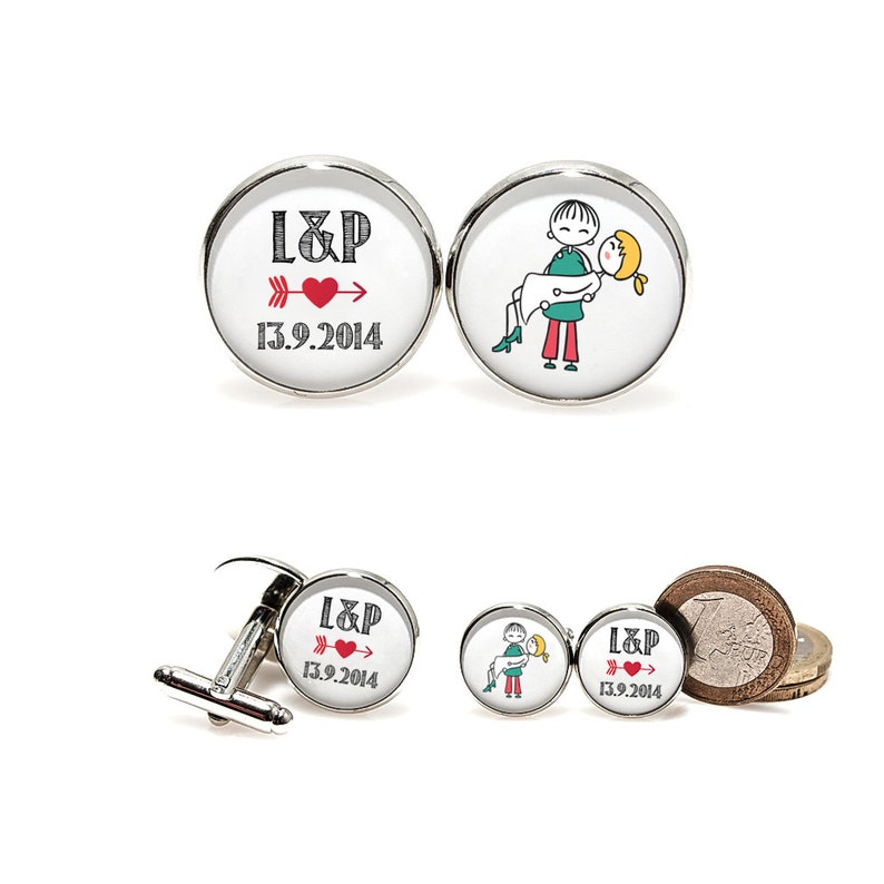 Groom Cufflinks Custom Name and Wedding Date Cuffinks Wedding Cuff Links Groom Initial Name Cuff Links Anniversary Gift For Him