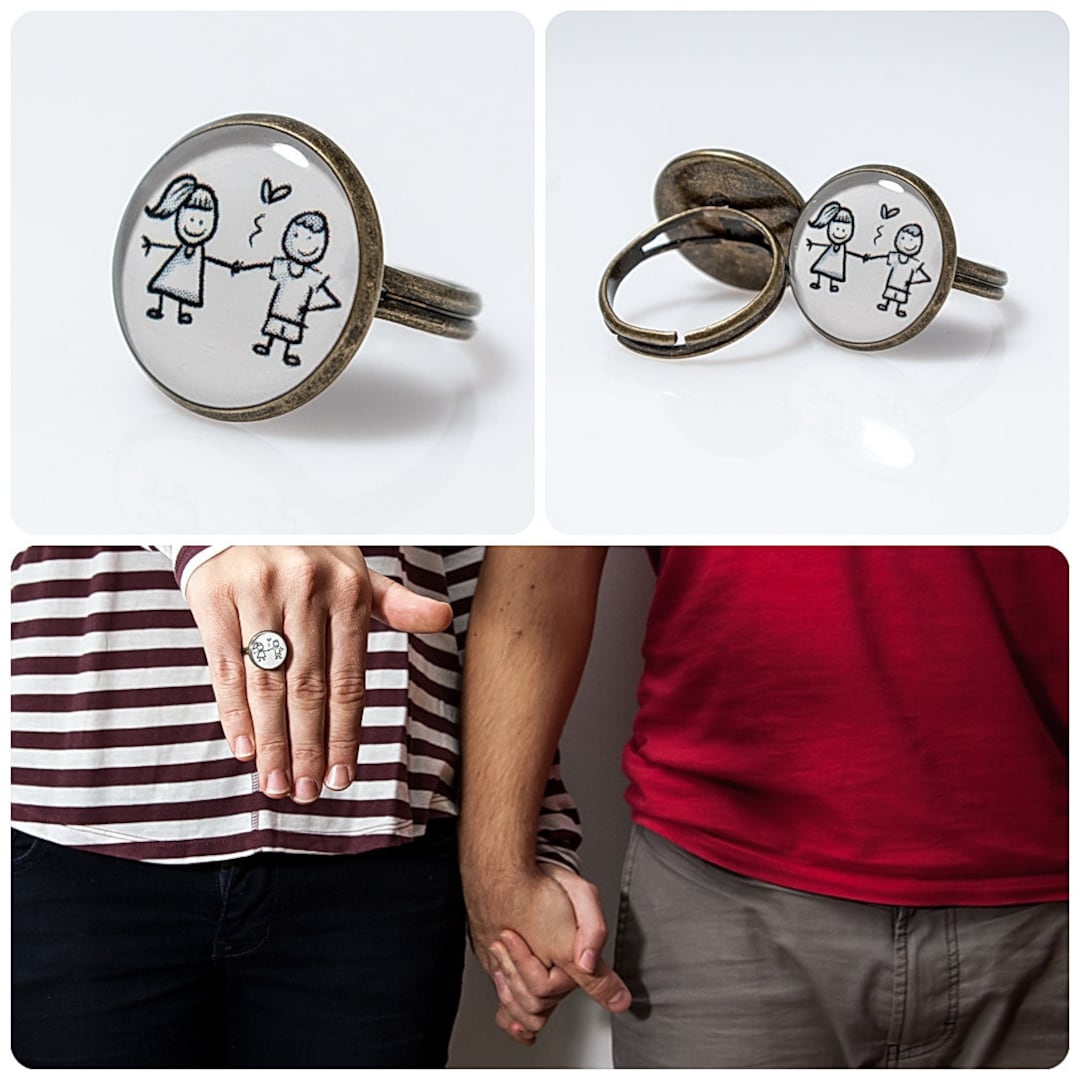 Love Ring Boy and Girl Ring Two Lovers Jewelry Romantic Black Etsy