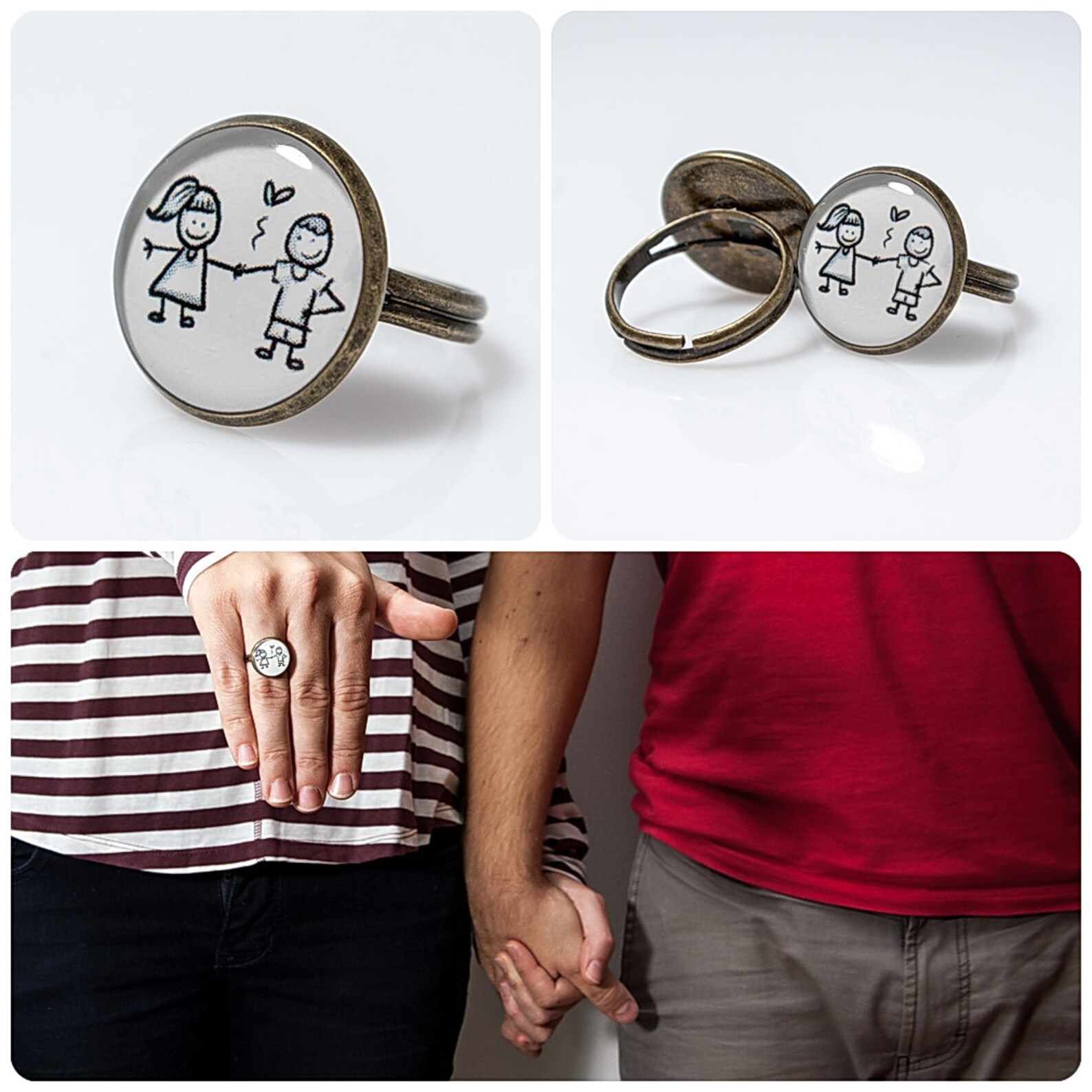 Love Ring Boy and Girl Ring Two Lovers Jewelry Romantic Black Etsy