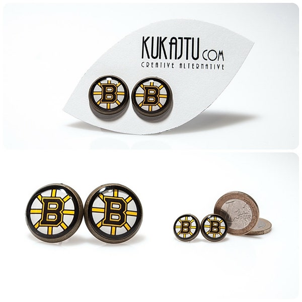 Boston Bruins Stud Earrings Boston Bruins jewelry Silver plated stud Hockey NHL Team Sport Custom earrings Choose Your favorite team