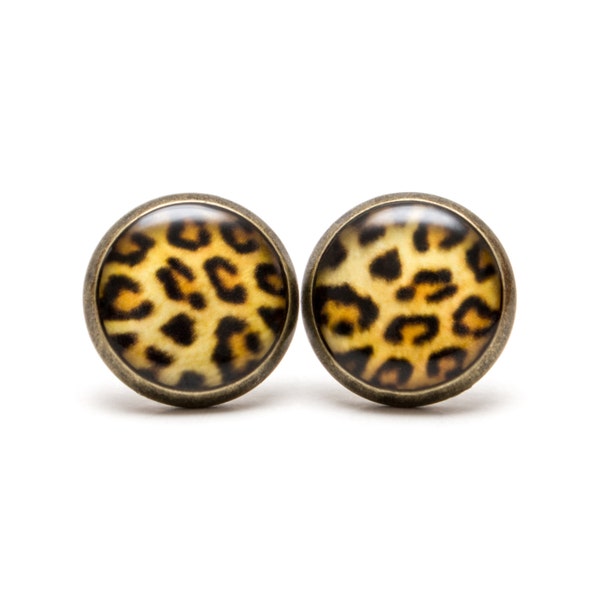 Cheetah Stud Earrings Animal Jewelry Cheetah Leopard Post Stud African Print Black Orange Earings Wild Earrings