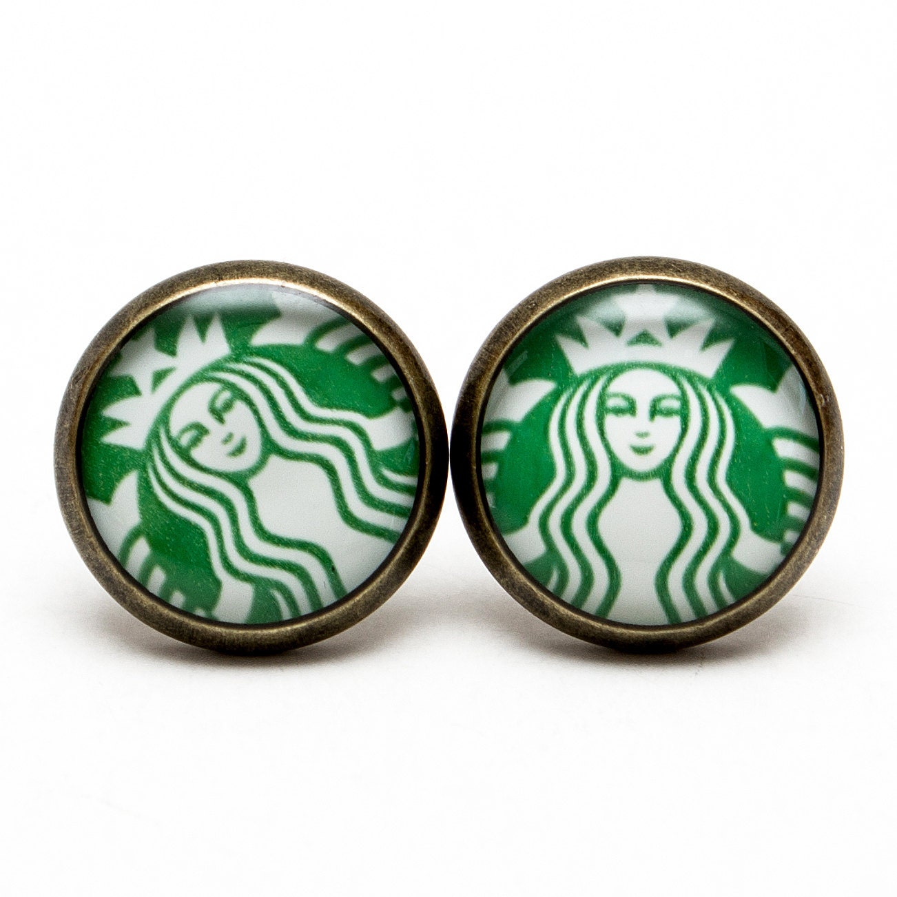 Starbucks Earrings Starbucks Stud Starbucks Jewelry Coffee Etsy