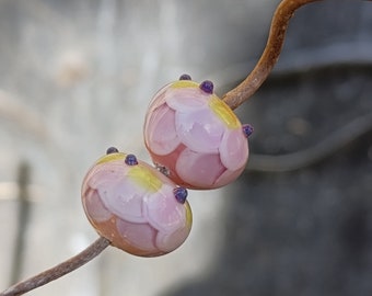 Perle  en verre filé au chalumeau , 2 perles - Perles  Bijoux perles Lampwork bead Perles Chalumeau Perle colorée, verre, perles, couleur