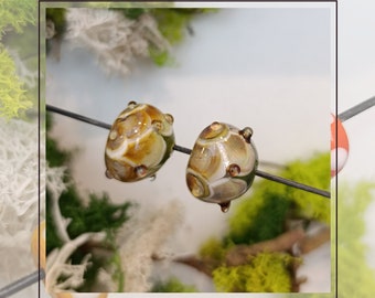 Perle  en verre filé au chalumeau , 2 perles - Perles  Bijoux perles Lampwork bead Perles Chalumeau Perle colorée, verre, perles, couleur