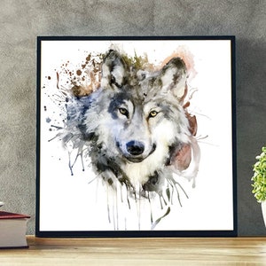 Printable Watercolor Wolf Head Portrait Wolf Decor Affordable Art With Wolves Watercolor Painting Wolf poster Forest Animal Wildlife Fauna image 10