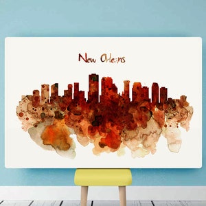 New Orleans Aquarell Stadt Skyline Printable New Orleans Abstrakte Minimalistische Wandkunst Urban Decor Louisiana New Orleans Liebhaber Geschenkidee Bild 3