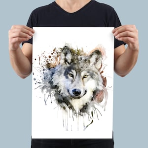 Printable Watercolor Wolf Head Portrait Wolf Decor Affordable Art With Wolves Watercolor Painting Wolf poster Forest Animal Wildlife Fauna image 8